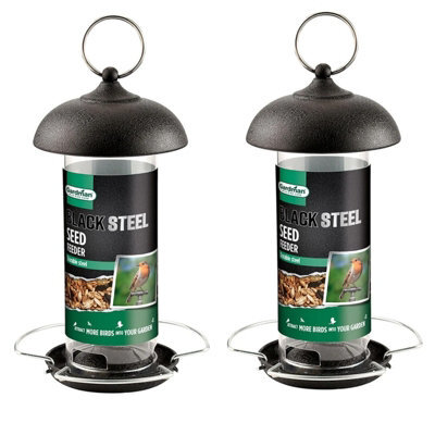 2 X Gardman Black Metal Steel Seed Wild Bird Hanging Garden Feeder A01172 - image 1