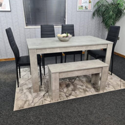 Kosy Koala Modern Grey Dining Table Set With 4 Black Chairs And 1 Bench Dining Room Furniture - thumbnail 3