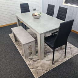 Kosy Koala Modern Grey Dining Table Set With 4 Black Chairs And 1 Bench Dining Room Furniture - thumbnail 4