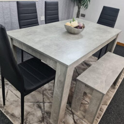 Kosy Koala Modern Grey Dining Table Set With 4 Black Chairs And 1 Bench Dining Room Furniture - thumbnail 5