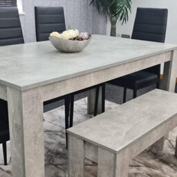 Kosy Koala Modern Grey Dining Table Set With 4 Black Chairs And 1 Bench Dining Room Furniture - thumbnail 6