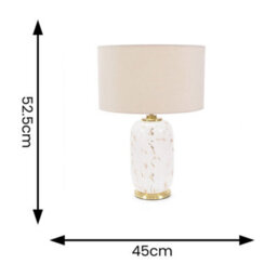 Valuelights India Gold Metal And White Confetti Glass Table Lamp With Cream Shade - thumbnail 5