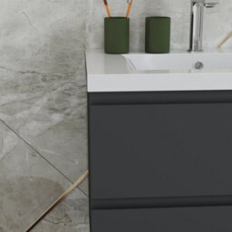 Probaty Bathrooms Vanity Unit Matte Anthracite Mdf,500X385X520mm,wall Mounted,2 Drawers With Ceramic Basin - thumbnail 5