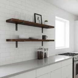 Toolty Rustic Handmade Wall Shelf, Wall Mounted, 20Cm X 14.5Cm Down Design, Dark Oak, Handcrafted Vintage Style