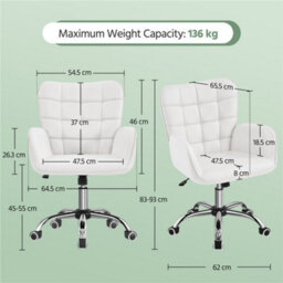 Yaheetech Faux Leather Desk Chair With Padded Armrests - White - thumbnail 3