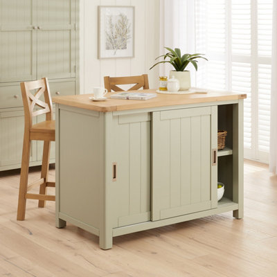 The Furniture Market Marbury Sage Green Bar Kitchen Island - 2 Seater - image 1