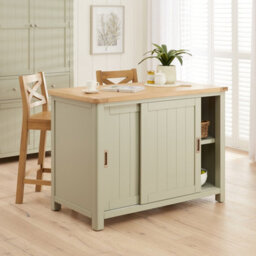 The Furniture Market Marbury Sage Green Bar Kitchen Island - 2 Seater - thumbnail 1