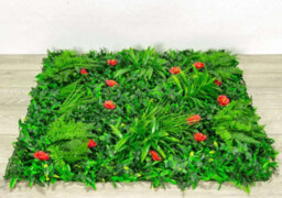 Primrose Artificial Mixed Plants Red Rose Green Wall Hedge Panel 1M X 1M - thumbnail 3