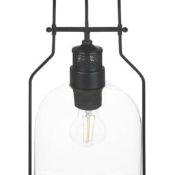 Beliani 2-Pack Pendant Lamps, Matte Black Iron Frame With Clear Glass Shades, 166Cm Cords - thumbnail 7