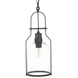 Beliani 2-Pack Pendant Lamps, Matte Black Iron Frame With Clear Glass Shades, 166Cm Cords - thumbnail 3