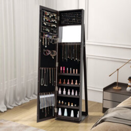 Costway 3-In-1 Jewelry Cabinet Full-Length Mirrored Jewelry Armoire Storage Organizer - thumbnail 9