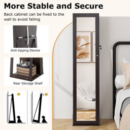 Costway 3-In-1 Jewelry Cabinet Full-Length Mirrored Jewelry Armoire Storage Organizer - thumbnail 8