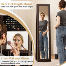 Costway 3-In-1 Jewelry Cabinet Full-Length Mirrored Jewelry Armoire Storage Organizer - thumbnail 5