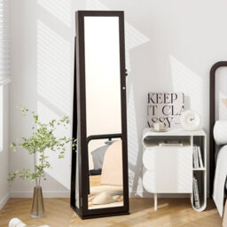 Costway 3-In-1 Jewelry Cabinet Full-Length Mirrored Jewelry Armoire Storage Organizer - thumbnail 1