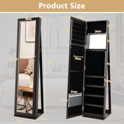 Costway 3-In-1 Jewelry Cabinet Full-Length Mirrored Jewelry Armoire Storage Organizer - thumbnail 3