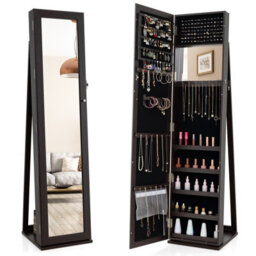 Costway 3-In-1 Jewelry Cabinet Full-Length Mirrored Jewelry Armoire Storage Organizer - thumbnail 2
