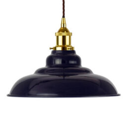 Navy Blue St Edmund's Painted Dome Pendant Light With Gold Lamp Holder And Brown Twisted Cable - Se Home - thumbnail 4
