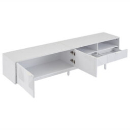 Modern Geometric Tv Stand With Storage Space, White - thumbnail 8