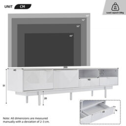 Modern Geometric Tv Stand With Storage Space, White - thumbnail 7