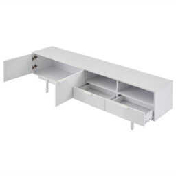 Modern Geometric Tv Stand With Storage Space, White - thumbnail 6