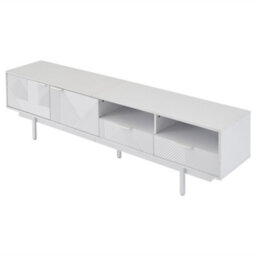 Modern Geometric Tv Stand With Storage Space, White - thumbnail 5