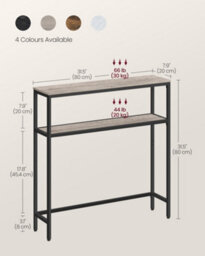 LEDREM Console Table For Hallway, 2-Tier Slim Sofa Table, 20 X 80 X 80 Cm, Hallway Table, Heather Greige And Ink Black - thumbnail 8