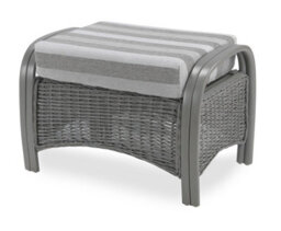 Desser Turin Grey Rattan Footstool Real Cane Natural Rattan Indoor Cushioned Footrest With Uk Sewn Duke Grey Stripe Cushion - thumbnail 1
