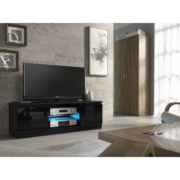 Tv Unit 120Cm Sideboard Cabinet Cupboard Tv Stand Living Room High Gloss Doors - Black - thumbnail 6