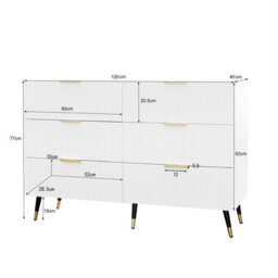 Matteo Elegant 6-Drawer Wave-Front Sideboard Cabinet - White & Gold - thumbnail 5