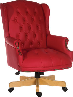 Teknik Chairman Super Large Executive Chair In Bonded Red Leather With Button Back Detailing - image 1
