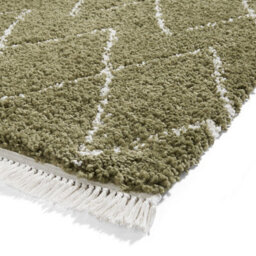 Green Geometric Shaggy Rug, Stain-Resistant 45mm Thick Modern Rug For Bedroom, Living Room, & Dining Room-60Cm X 230Cm (Runner) - thumbnail 6