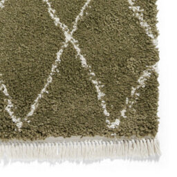 Green Geometric Shaggy Rug, Stain-Resistant 45mm Thick Modern Rug For Bedroom, Living Room, & Dining Room-60Cm X 230Cm (Runner) - thumbnail 4