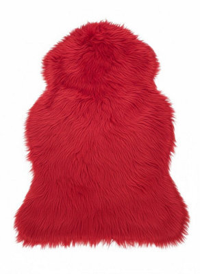 Homespace Direct Ltd Homespace Direct Luxury Faux Rabbit Fur Rug With Suede Backing Area Rug Plush Soft Accent Rug Red 60X90Cm - image 1