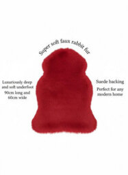 Homespace Direct Ltd Homespace Direct Luxury Faux Rabbit Fur Rug With Suede Backing Area Rug Plush Soft Accent Rug Red 60X90Cm - thumbnail 4
