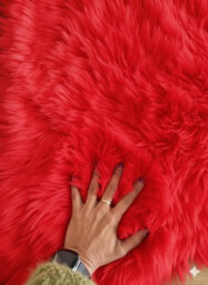 Homespace Direct Ltd Homespace Direct Luxury Faux Rabbit Fur Rug With Suede Backing Area Rug Plush Soft Accent Rug Red 60X90Cm - thumbnail 2