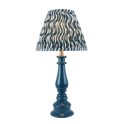 Luminosa Lighting Luminosa Myrtle Marlin Blue Table Lamp With Marlin Blue Fabric Ripple Shade 25Cm B22 - image 1