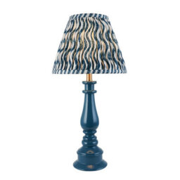 Luminosa Lighting Luminosa Myrtle Marlin Blue Table Lamp With Marlin Blue Fabric Ripple Shade 25Cm B22