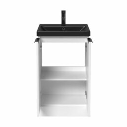 Affine Fluted 500mm White Floorstanding Vanity Unit Black Basin Soft Close Doors - thumbnail 5
