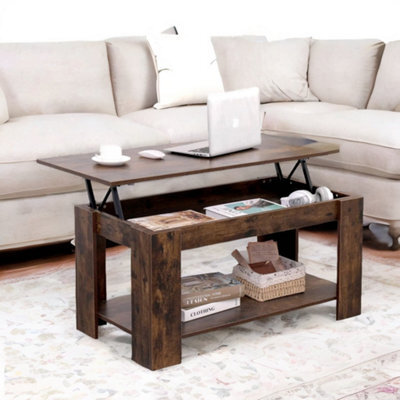 Rafaelo Mobilia Industrial Brown Lift Top Coffee Table With Hidden Storage - image 1