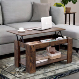 Rafaelo Mobilia Industrial Brown Lift Top Coffee Table With Hidden Storage - thumbnail 2