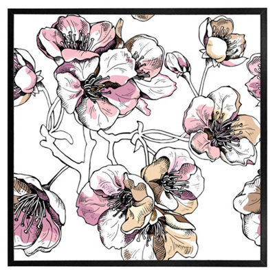 "Andrew Lee Flower Illustration (Picutre Frame) / 20X20"" / Brown" - image 1