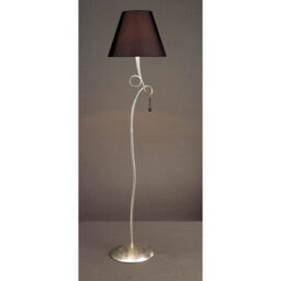 Luminosa Lighting Luminosa Paola Floor Lamp 1 Light E27, Silver Painted With Black Shade & Black Glass Droplets - thumbnail 2