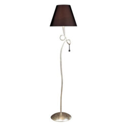 Luminosa Lighting Luminosa Paola Floor Lamp 1 Light E27, Silver Painted With Black Shade & Black Glass Droplets