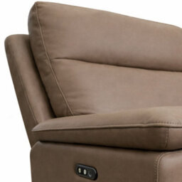 Aspire Marlowe Real Leather Power Recliner Two Seater Sofa With Usb Charging, Taupe - thumbnail 8