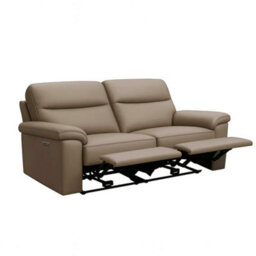 Aspire Marlowe Real Leather Power Recliner Two Seater Sofa With Usb Charging, Taupe - thumbnail 2
