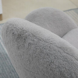 Homcom Fluffy Leisure Chair Office Chair With Backrest Armrest Wheels Grey - thumbnail 8