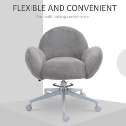 Homcom Fluffy Leisure Chair Office Chair With Backrest Armrest Wheels Grey - thumbnail 5