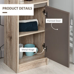Homcom Narrow Bathroom Storage Cabinet With Open Compartment, Oak - thumbnail 5
