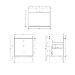 Royal Bathrooms Royal Bathroom Verona 600mm Natural Oak 3-Drawer Floor Standing Bathroom Vanity Unit With Stone Basin & Matt Black Knob - thumbnail 7