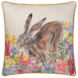 Wylder Nature Country Wilds Blossom Hare Printed Polyester Filled Cushion